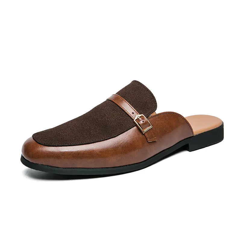 Men's Premium Slip-On Mule Slippers with Buckle Detail