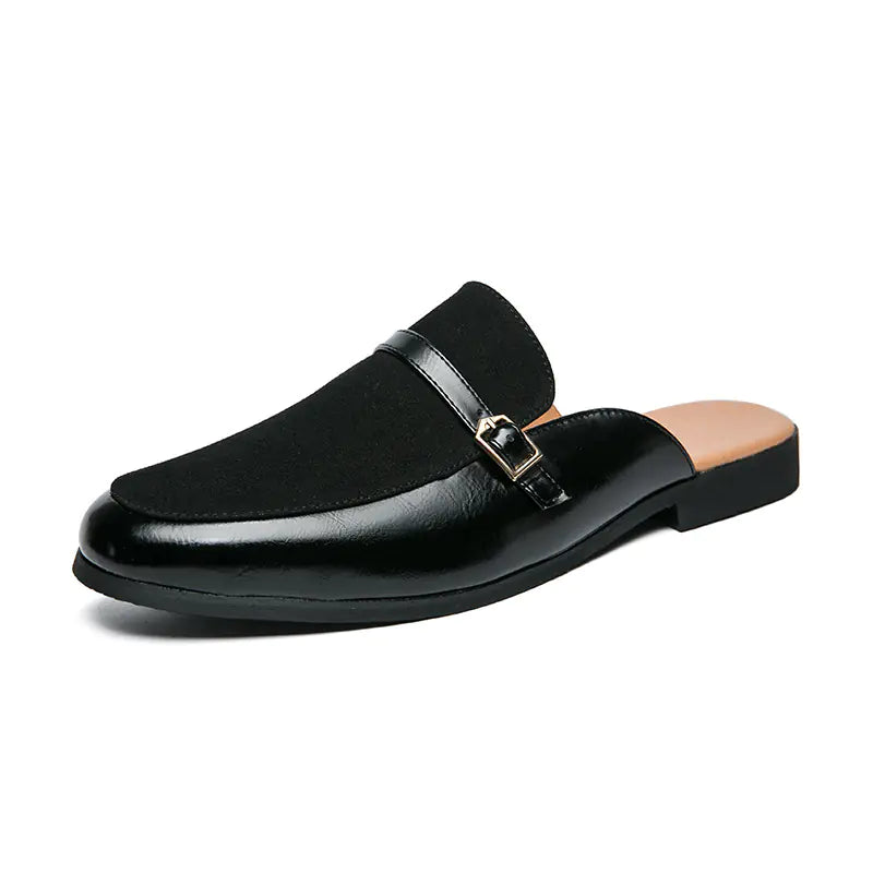 Men's Premium Slip-On Mule Slippers with Buckle Detail