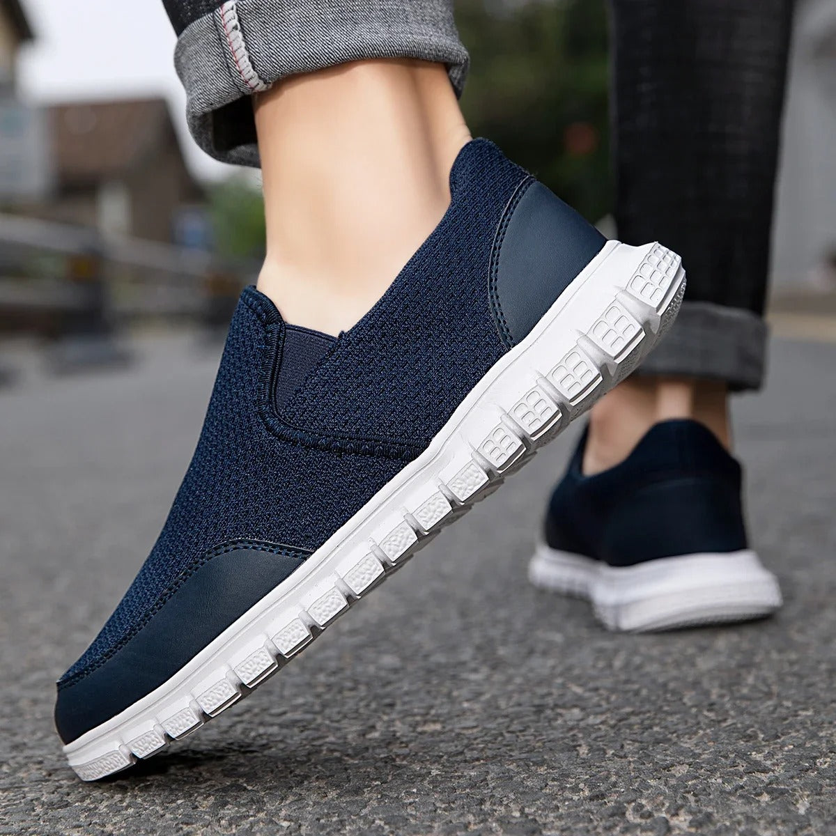 Men's Breathable Knit Slip-On Loafers with Cushioned Sole