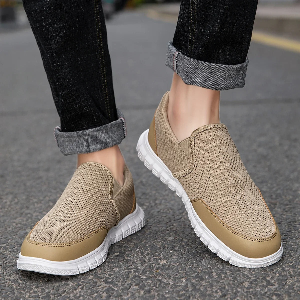 Men's Breathable Knit Slip-On Loafers with Cushioned Sole