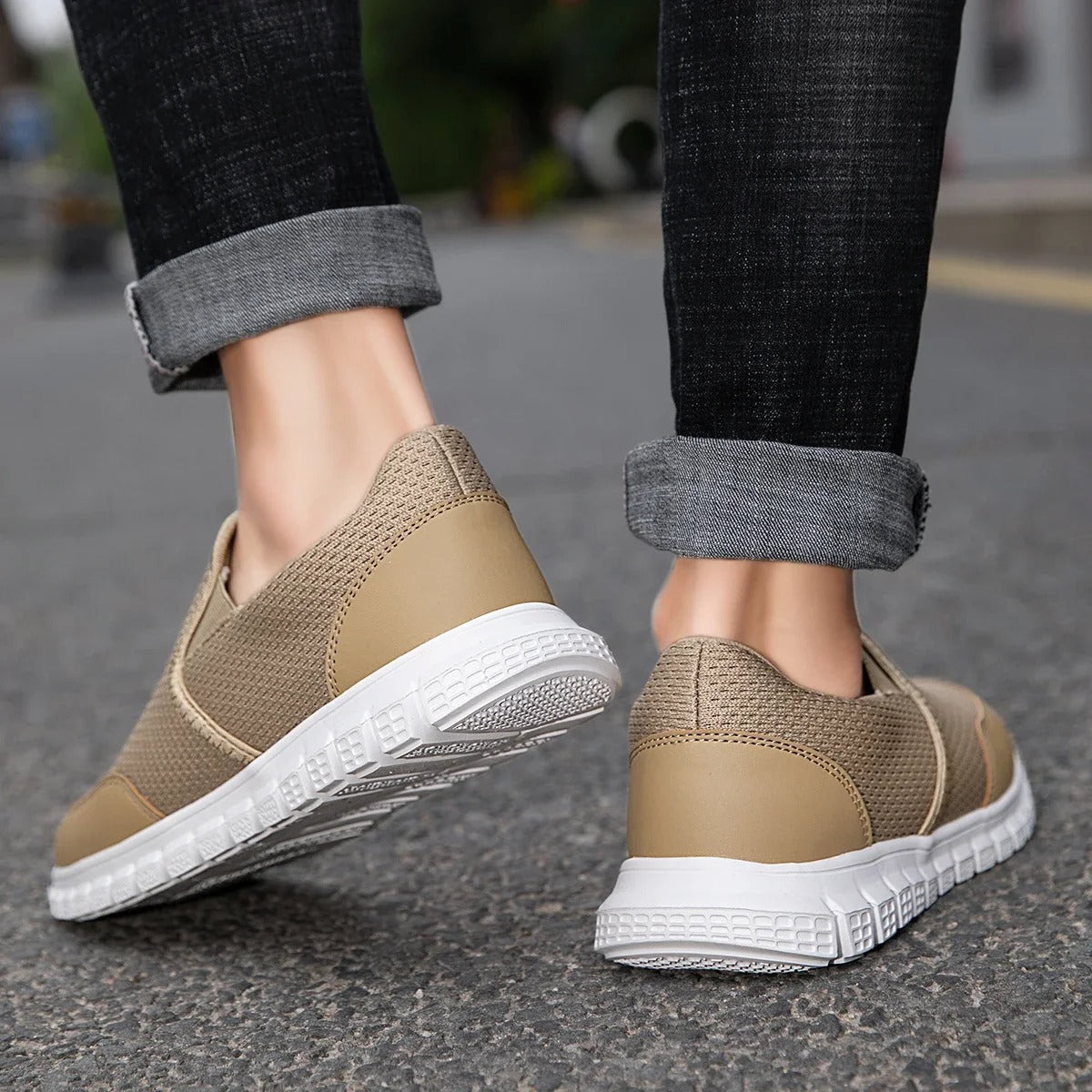 Men's Breathable Knit Slip-On Loafers with Cushioned Sole