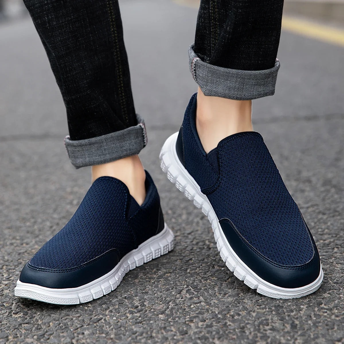 Men's Breathable Knit Slip-On Loafers with Cushioned Sole