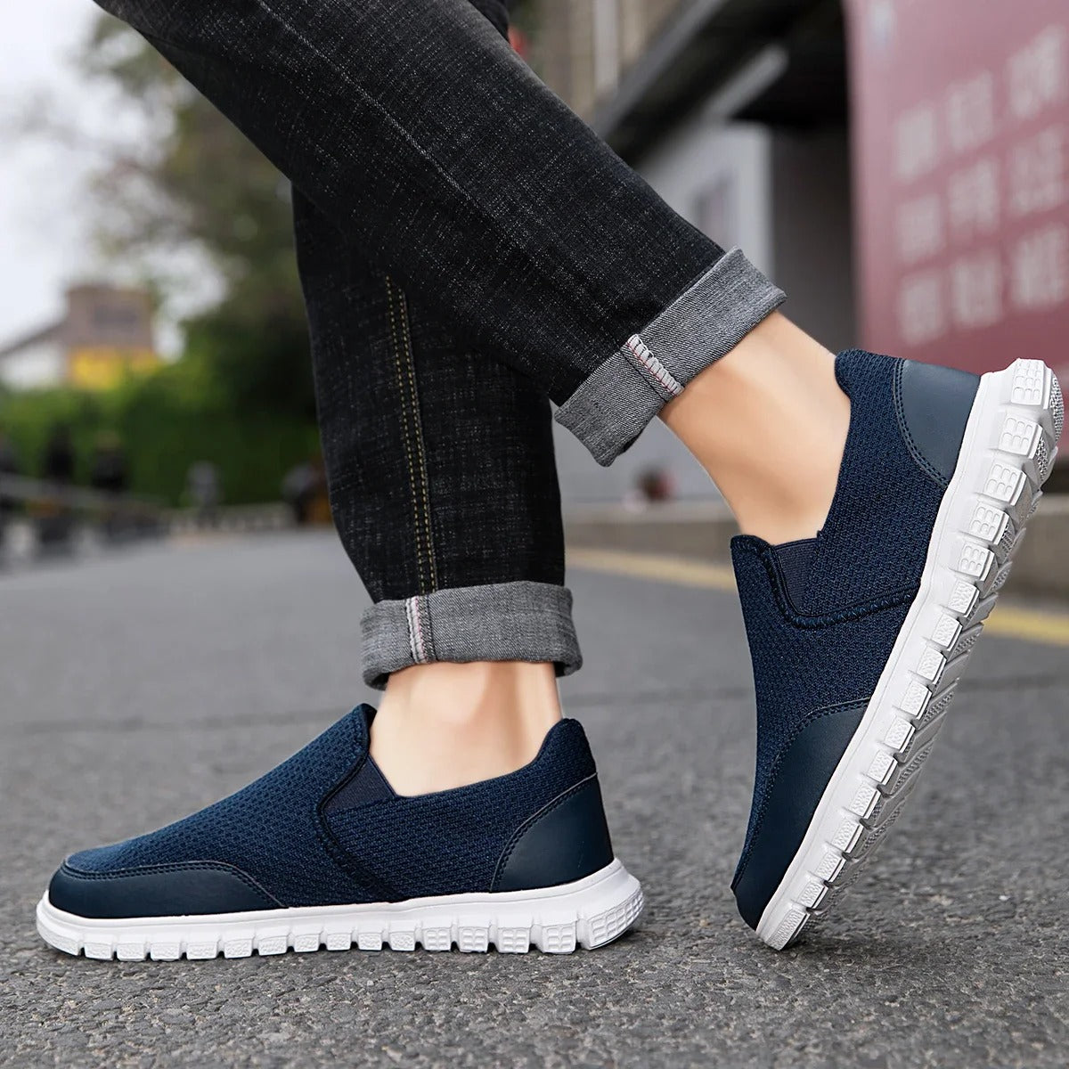 Men's Breathable Knit Slip-On Loafers with Cushioned Sole