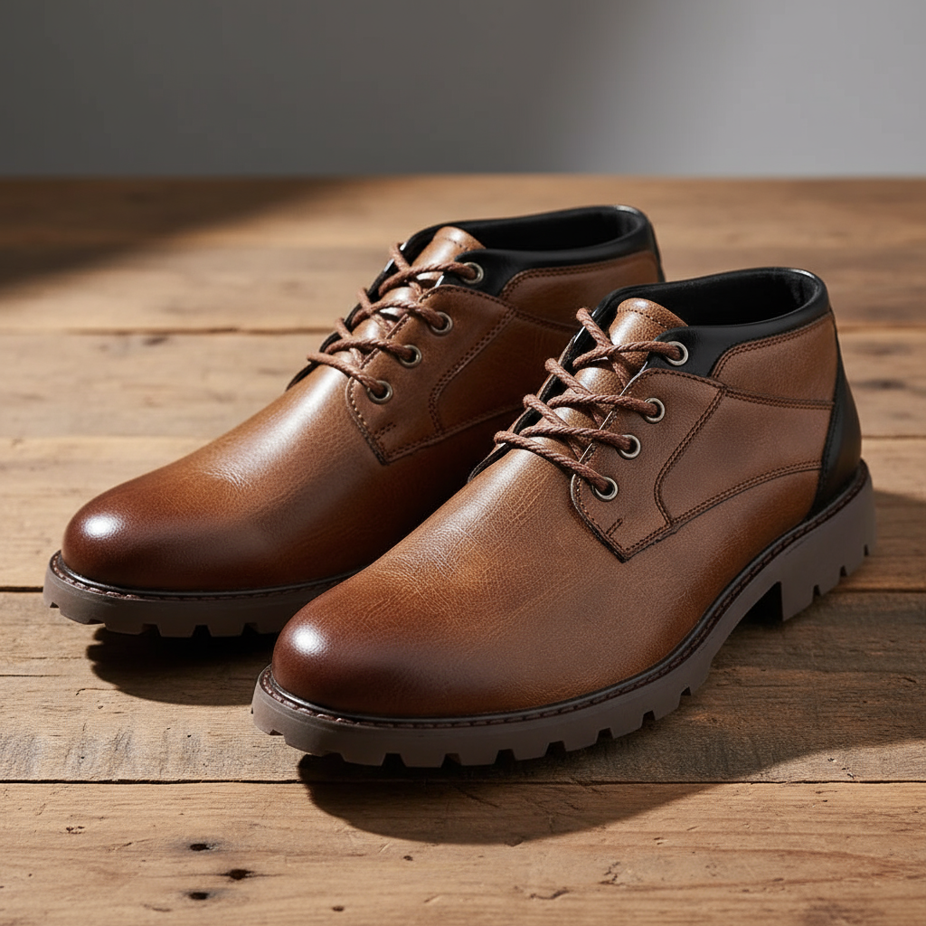 Men's Premium Full-Grain Combat Boots with Side-Zip Entry