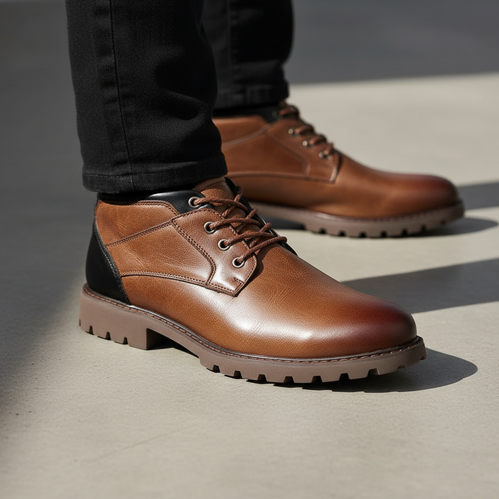 Men's Premium Full-Grain Combat Boots with Side-Zip Entry