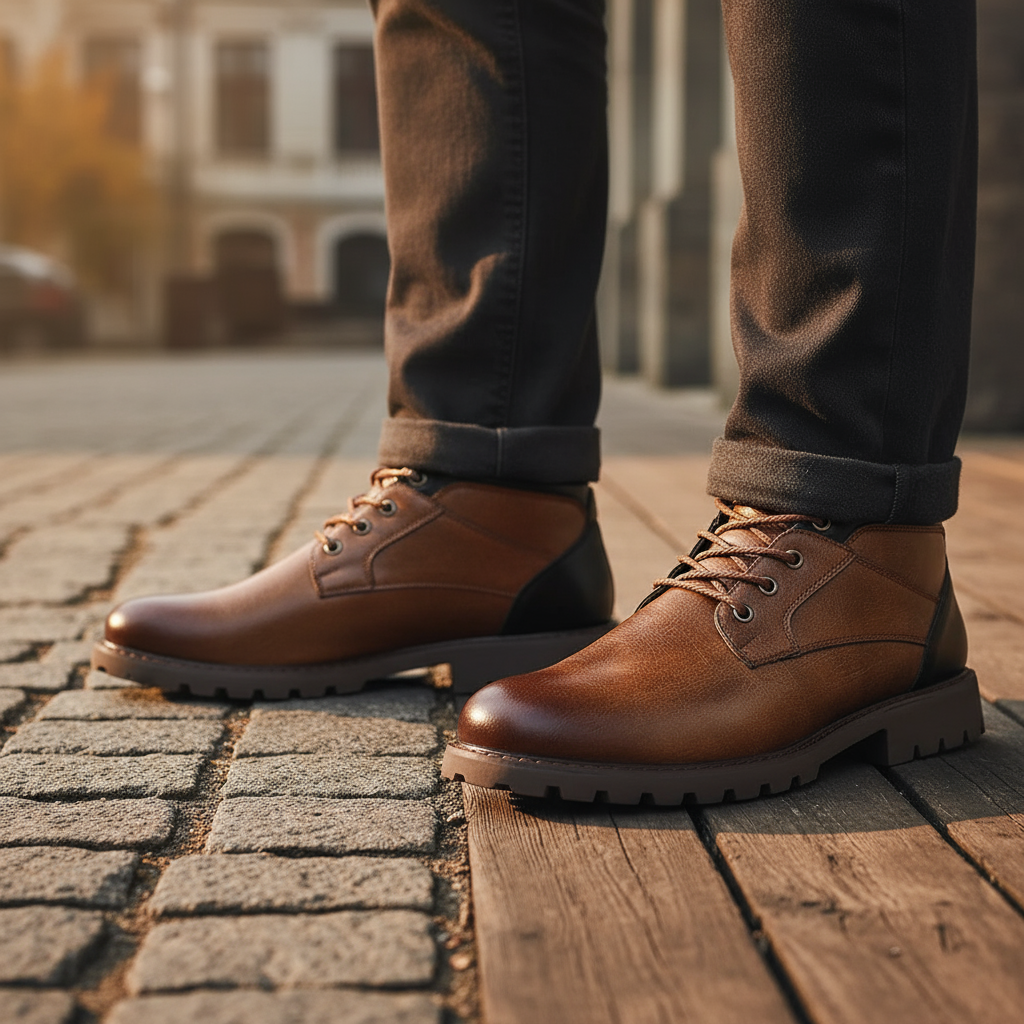 Men's Premium Full-Grain Combat Boots with Side-Zip Entry