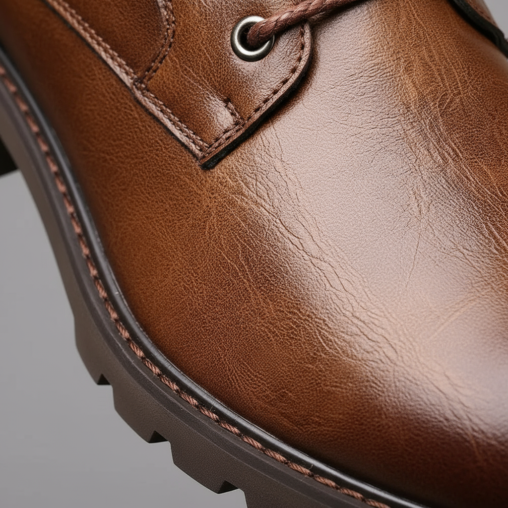 Men's Premium Full-Grain Combat Boots with Side-Zip Entry