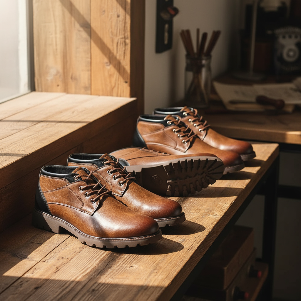Men's Premium Full-Grain Combat Boots with Side-Zip Entry
