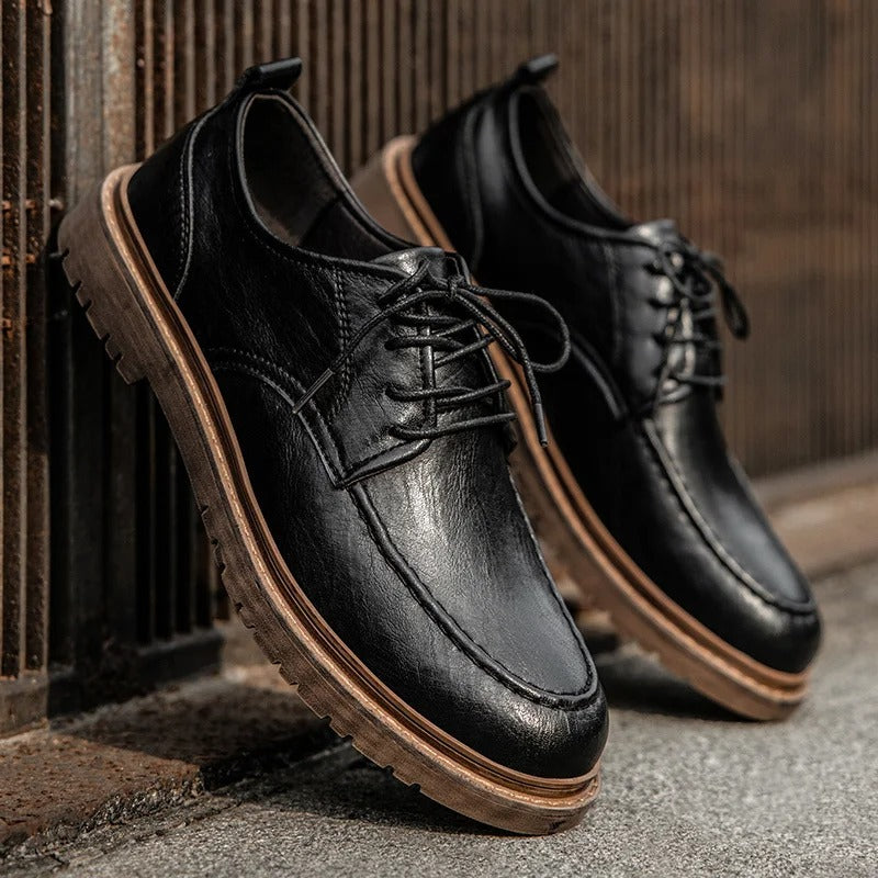 Men's Durable Leather Loafers with Rugged Sole
