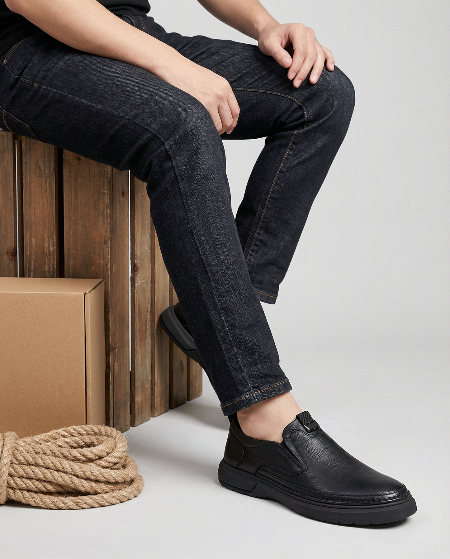 Men's Premium Full-Grain Slip-On Shoes for Comfort and Durability