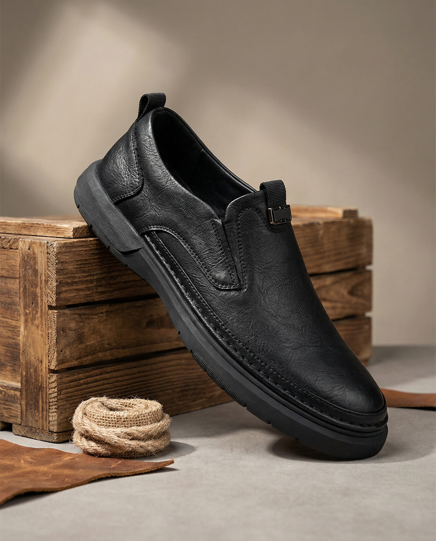 Men's Premium Full-Grain Slip-On Shoes for Comfort and Durability
