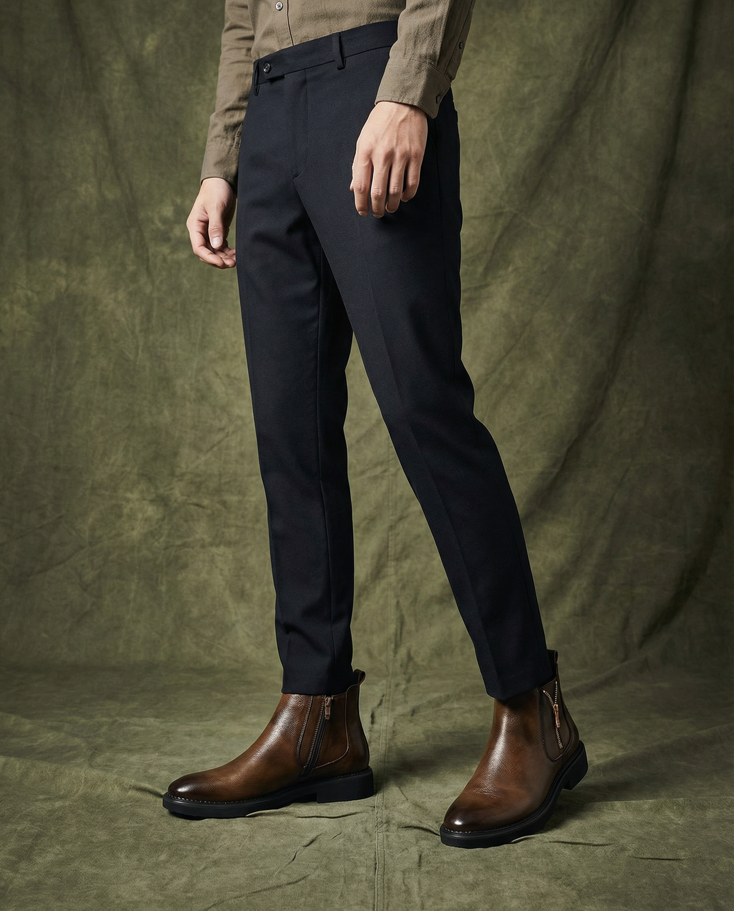 Men's Full-Grain Leather Ankle Boots with Side Zip Closure