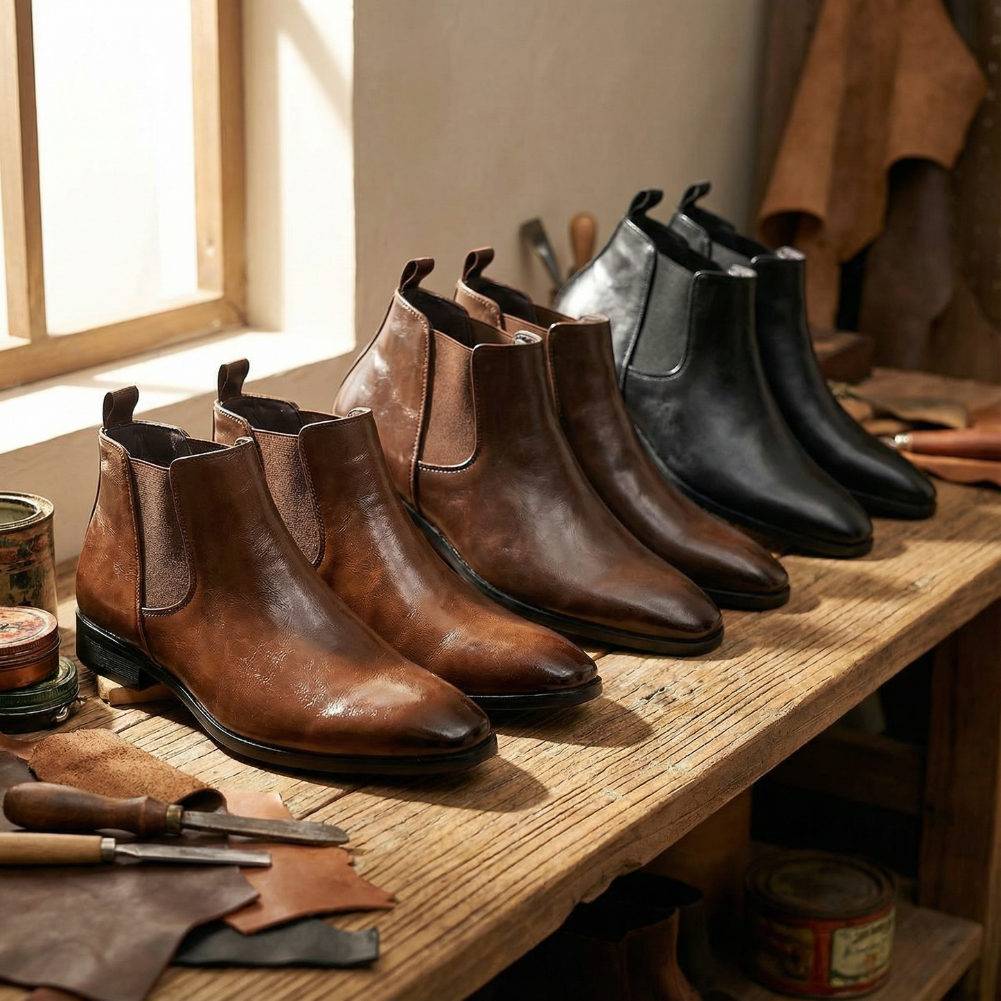 Men's Premium Full-Grain Chelsea Boots - Slip-On Urban Style