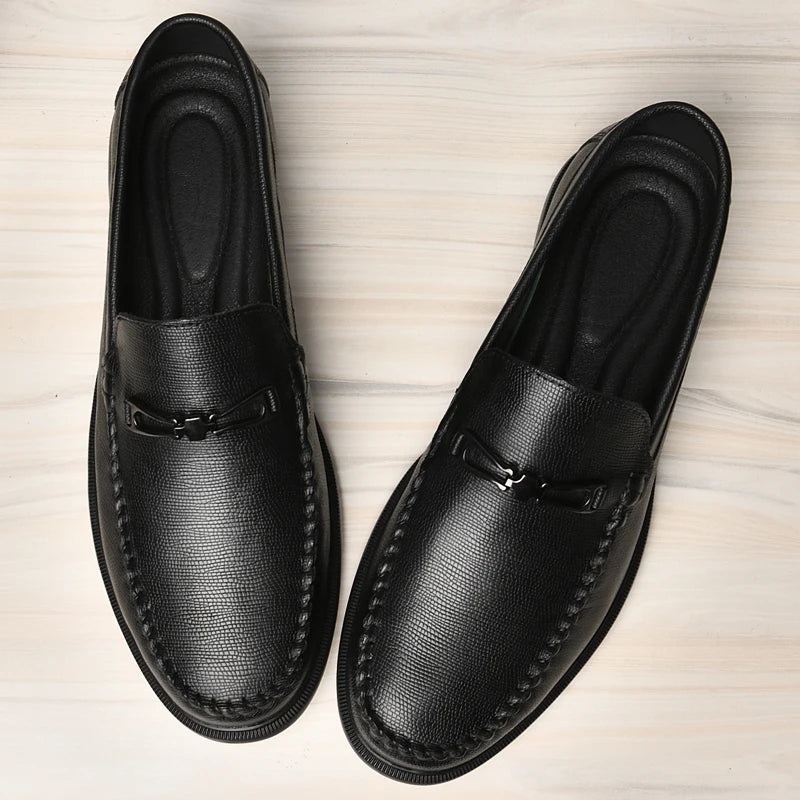 Men's Leather Loafers with Polished Metal Bit