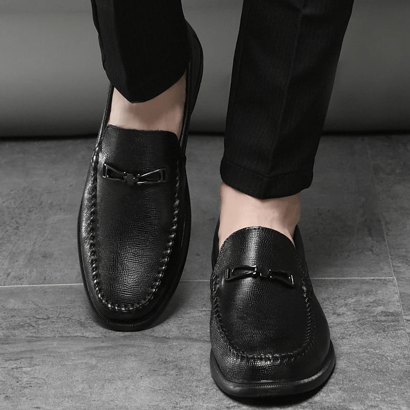 Men's Leather Loafers with Polished Metal Bit