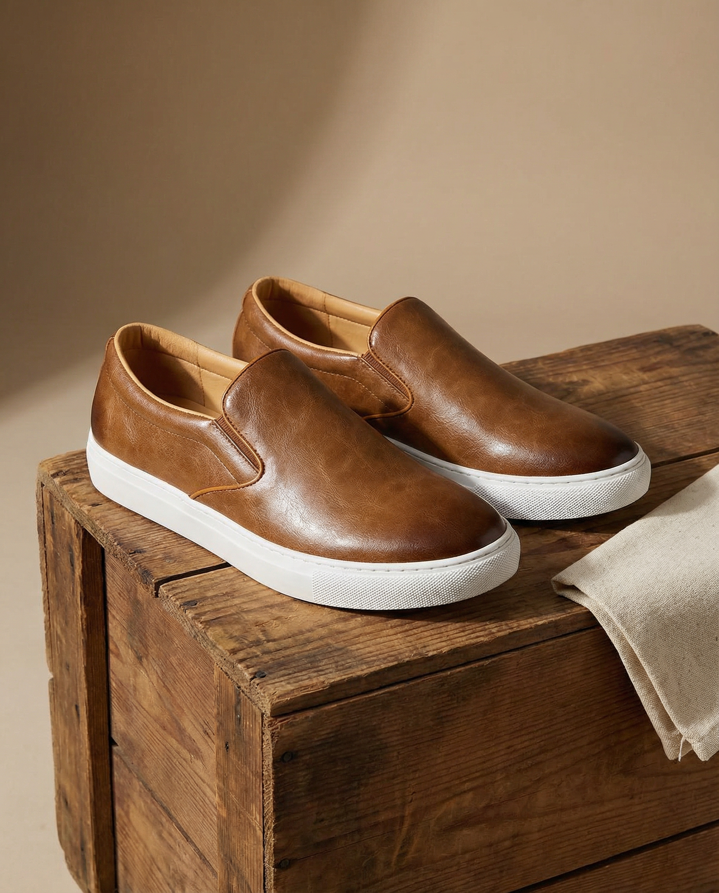 Men's Slip-On Shoes with Flexible Gores and Durable Rubber Sole