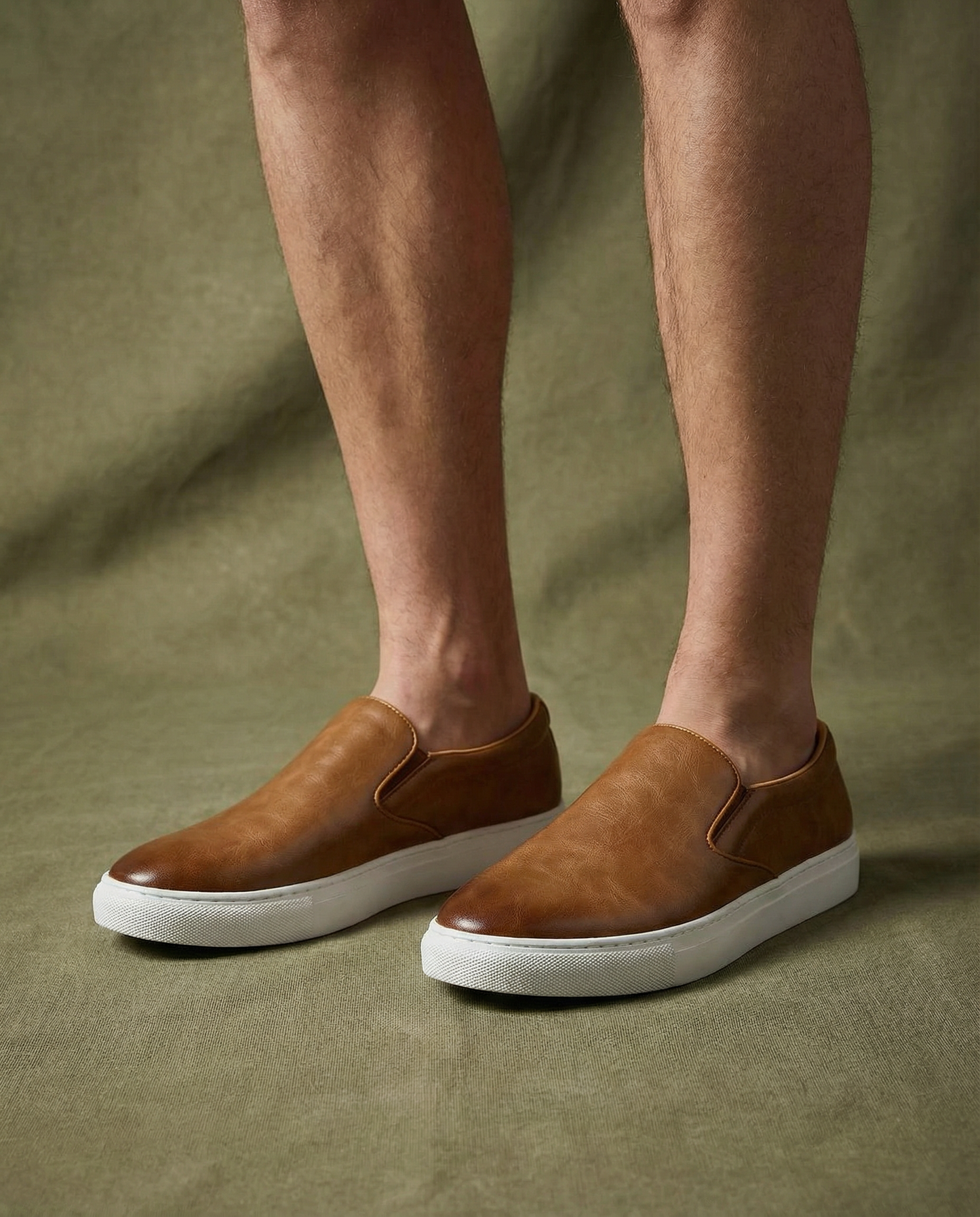 Men's Slip-On Shoes with Flexible Gores and Durable Rubber Sole
