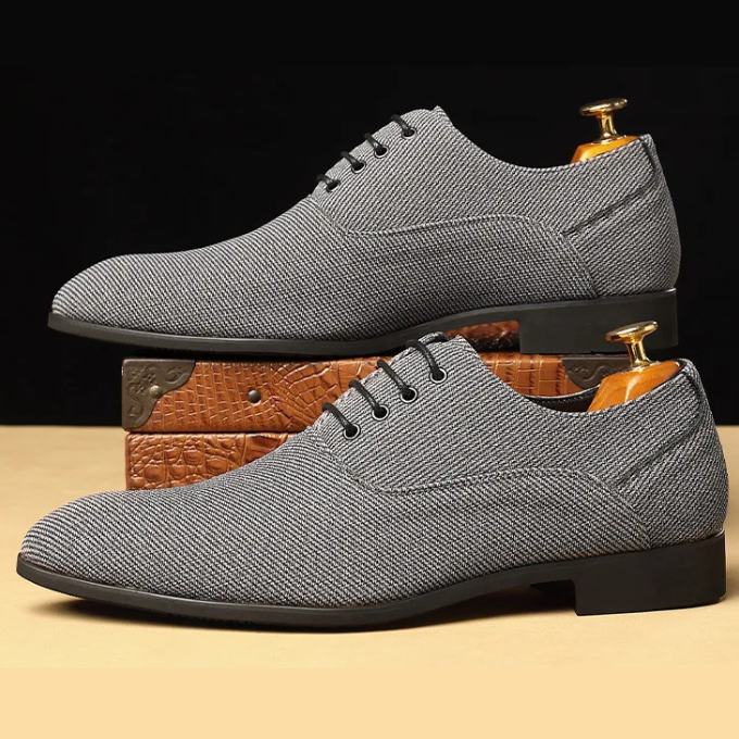 Woven Derby Shoes for Men in Gray and Blue