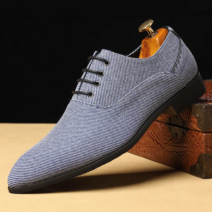 Woven Derby Shoes for Men in Gray and Blue