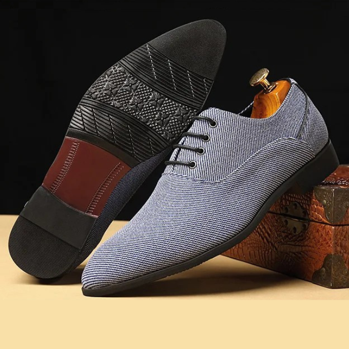 Woven Derby Shoes for Men in Gray and Blue