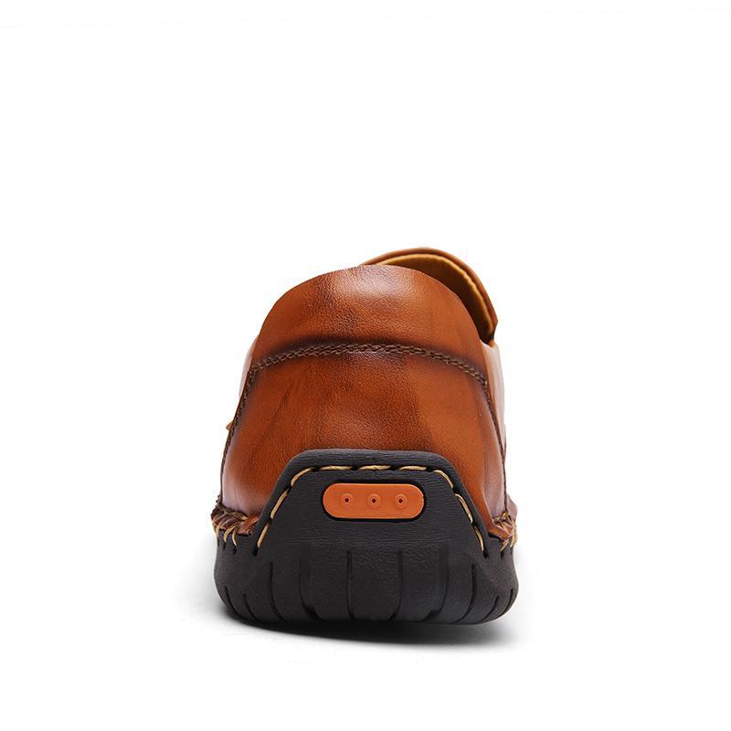 Men's Hand-Stitched Leather Zipper Slip-On Loafers