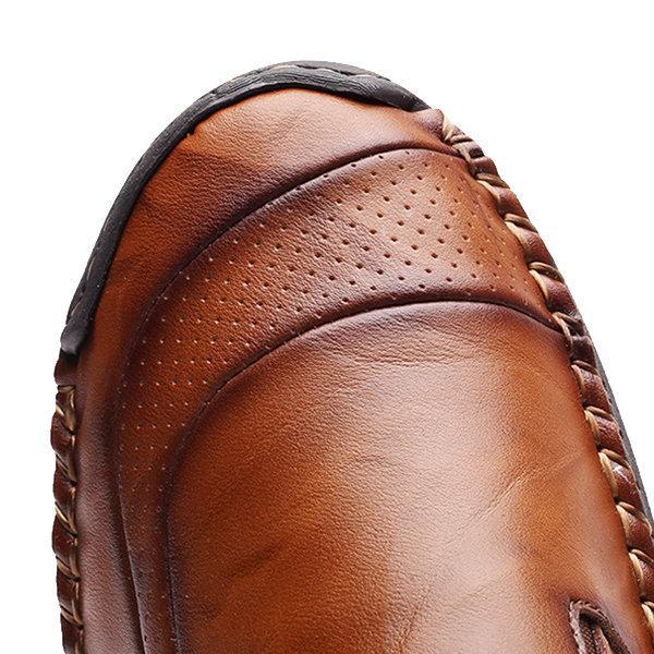 Men's Hand-Stitched Leather Zipper Slip-On Loafers
