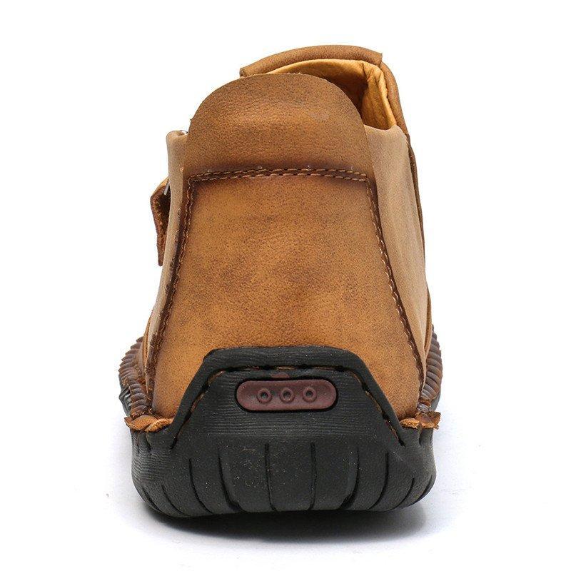Men's Hand-Stitched Casual Boots with Side Zipper and Non-Slip Outsole