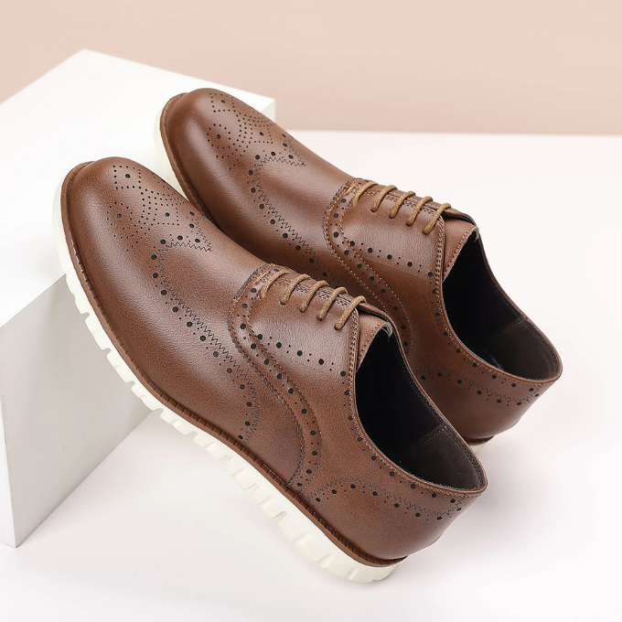Men's Classic Brogue Dress Sneakers with Foam Comfort