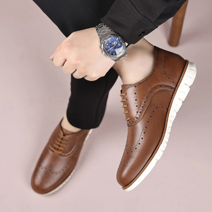 Men's Classic Brogue Dress Sneakers with Foam Comfort