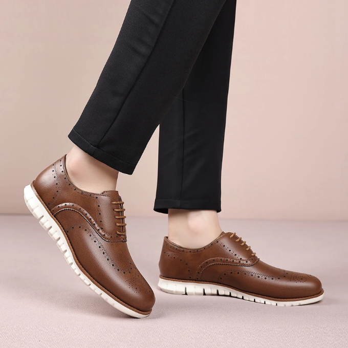 Men's Classic Brogue Dress Sneakers with Foam Comfort