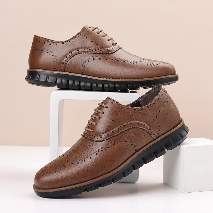 Men's Classic Brogue Dress Sneakers with Foam Comfort