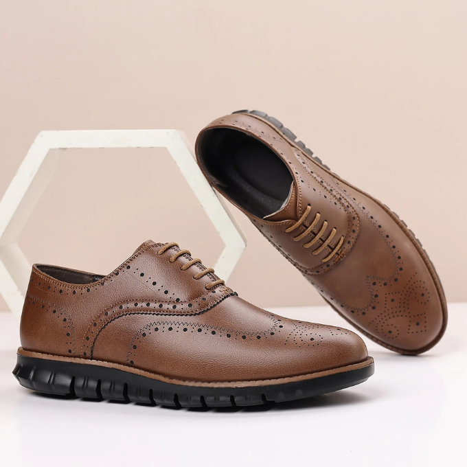 Men's Classic Brogue Dress Sneakers with Foam Comfort