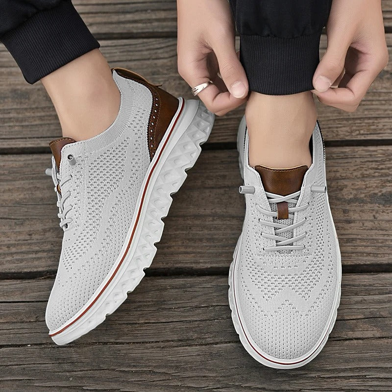 Men's Knit Brogue Dress Sneakers with Foam Sole