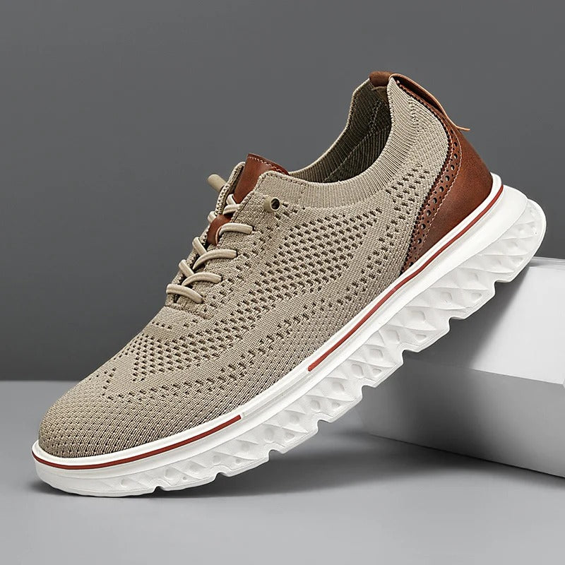 Men's Knit Brogue Dress Sneakers with Foam Sole