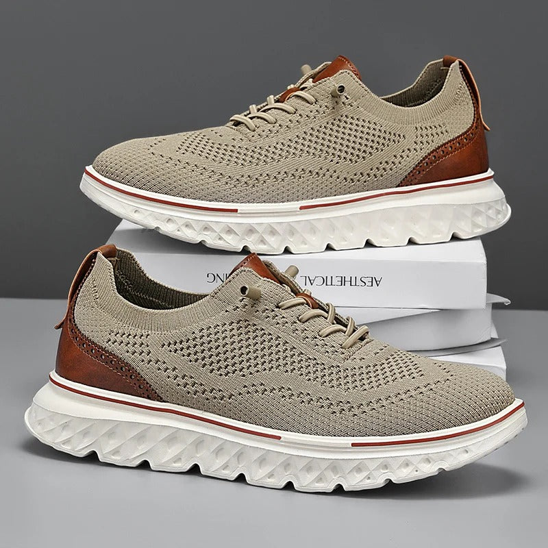 Men's Knit Brogue Dress Sneakers with Foam Sole