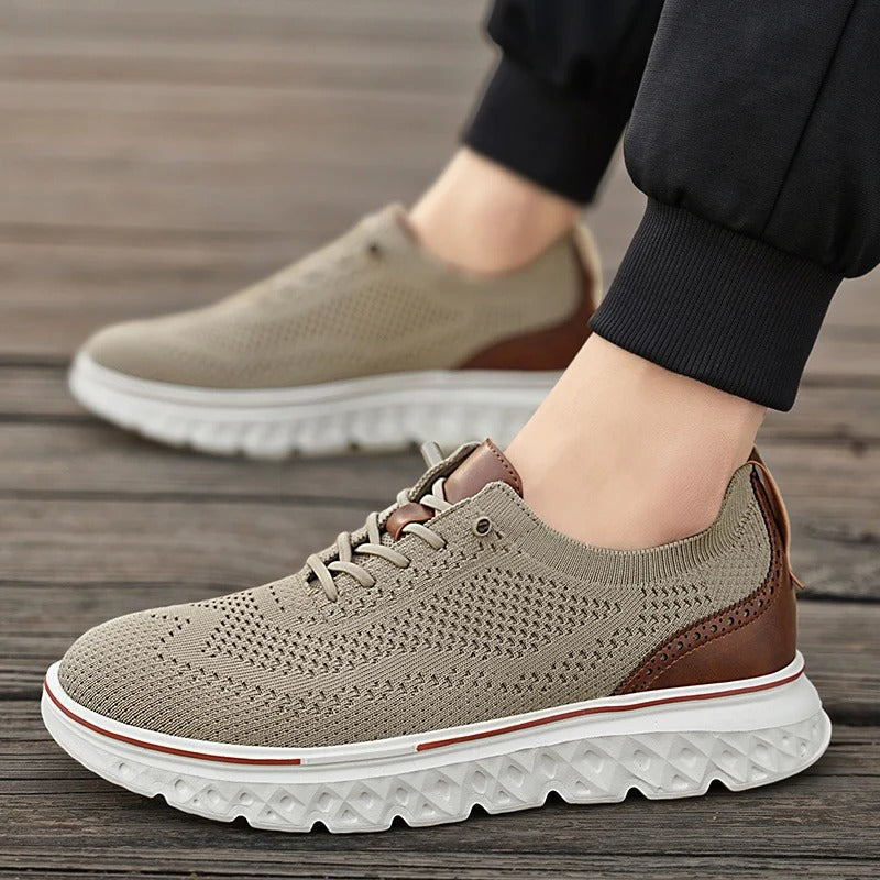Men's Knit Brogue Dress Sneakers with Foam Sole