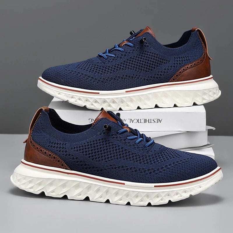 Men's Knit Brogue Dress Sneakers with Foam Sole