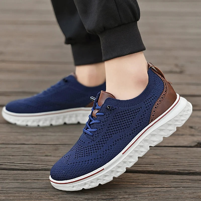 Men's Knit Brogue Dress Sneakers with Foam Sole