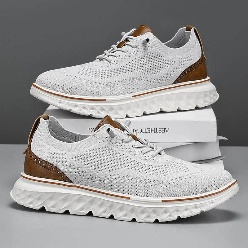 Men's Knit Brogue Dress Sneakers with Foam Sole