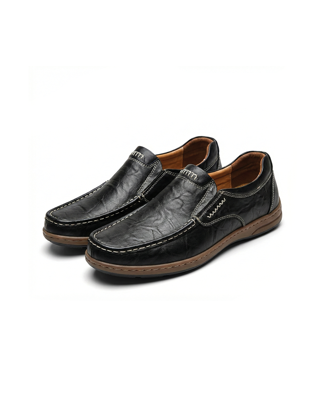 Premium Men's Slip-On Loafers with Contrast Stitching