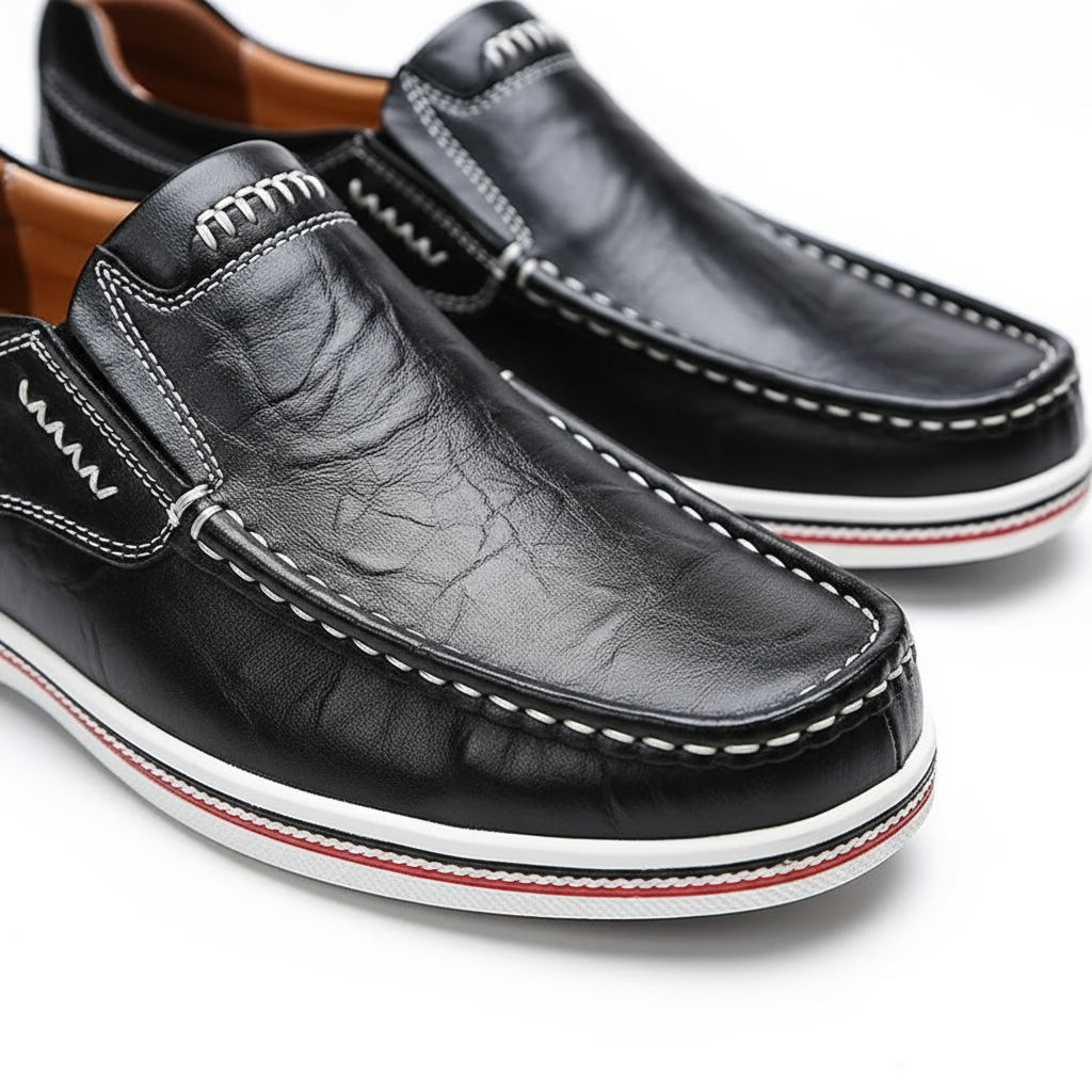 Premium Men's Slip-On Loafers with Contrast Stitching