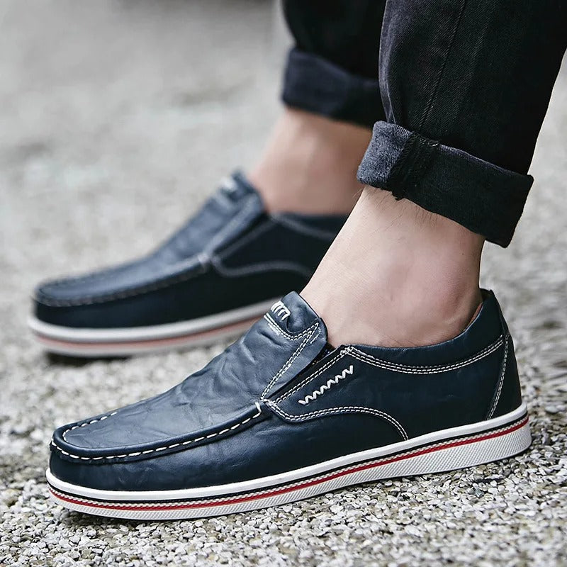 Premium Men's Slip-On Loafers with Contrast Stitching