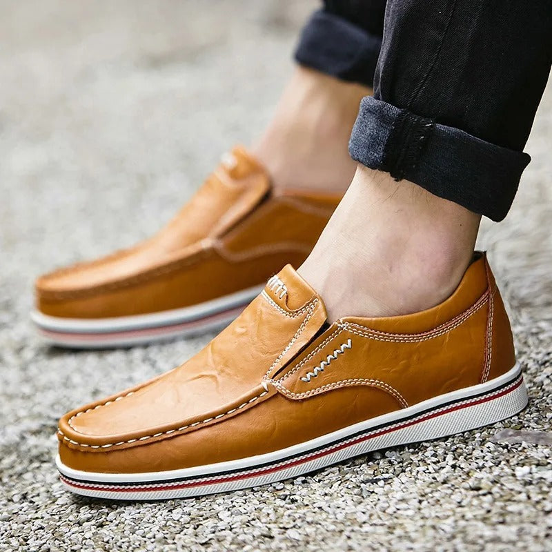 Premium Men's Slip-On Loafers with Contrast Stitching
