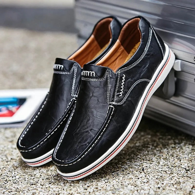 Premium Men's Slip-On Loafers with Contrast Stitching