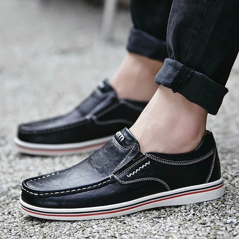 Premium Men's Slip-On Loafers with Contrast Stitching
