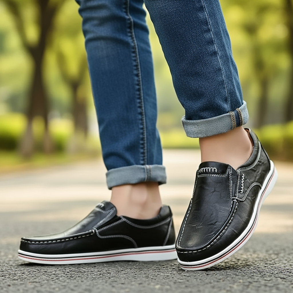 Premium Men's Slip-On Loafers with Contrast Stitching