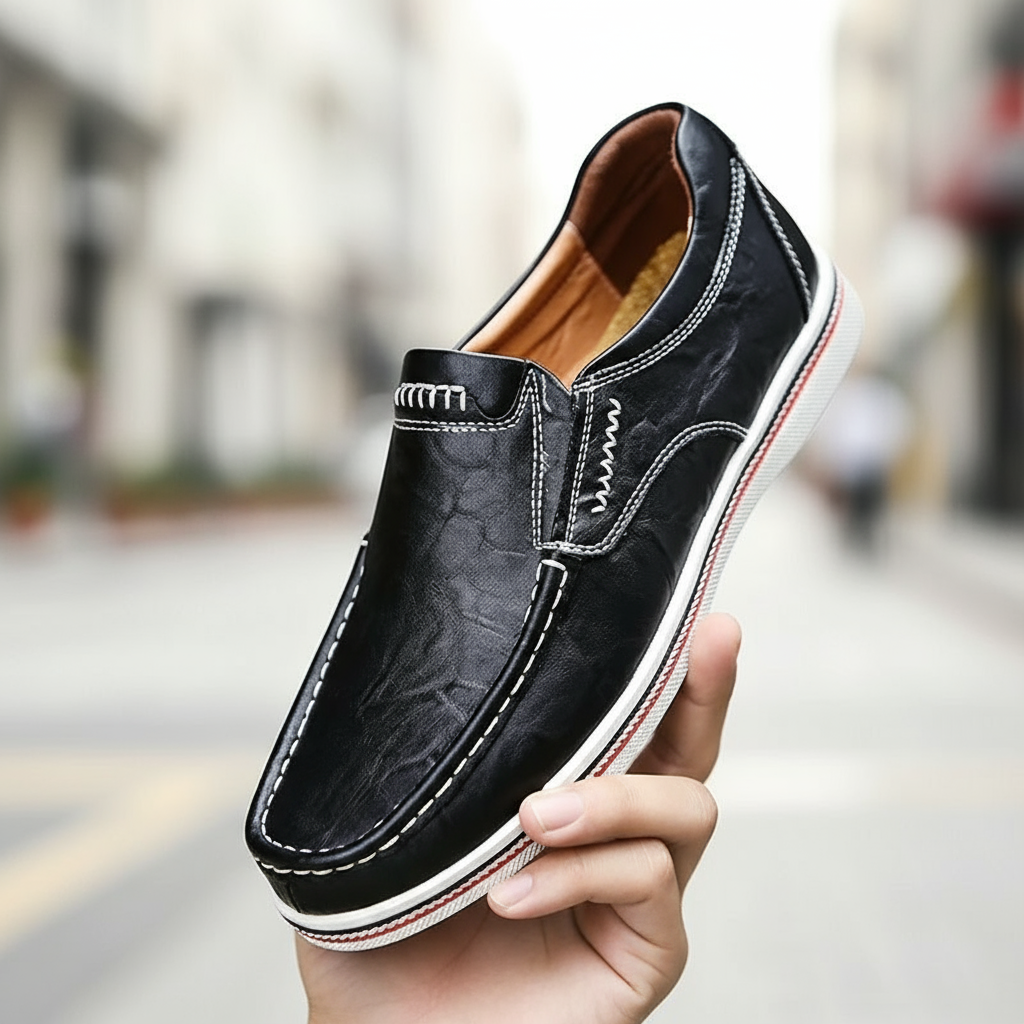 Premium Men's Slip-On Loafers with Contrast Stitching