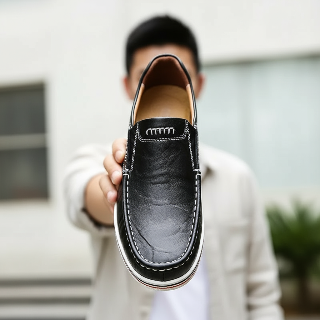 Premium Men's Slip-On Loafers with Contrast Stitching
