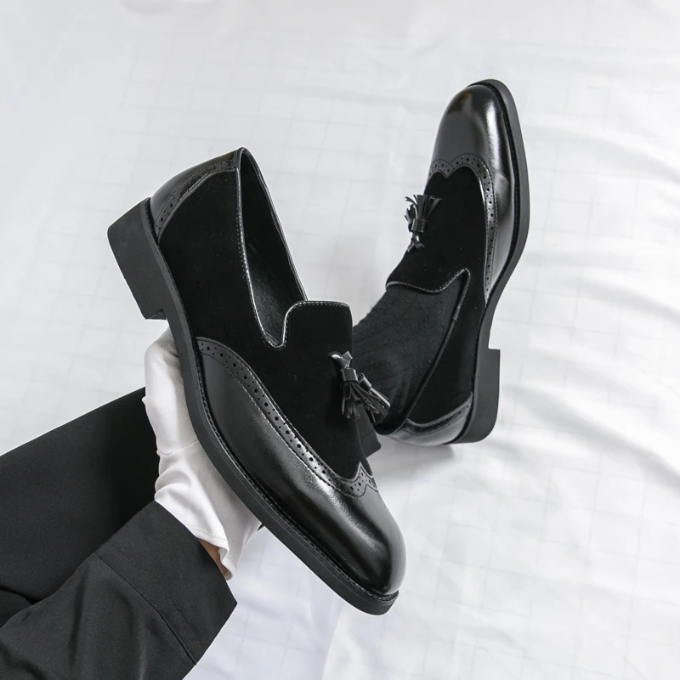 Men's Luxury Tassel Loafers with High-Gloss Finish