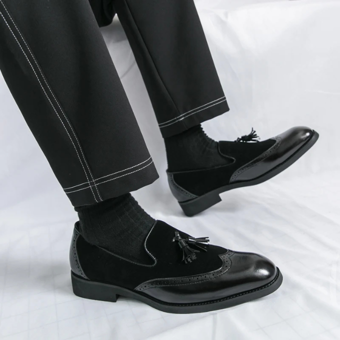 Men's Luxury Tassel Loafers with High-Gloss Finish